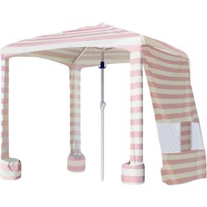 AMMSUN Beach Cabana, 6.5'6.5' Beach Canopy, Easy Set up and Take Down, Cabana Tent with Sand Pockets, Instant Sun Shade with Side Wall, Elegant Pink