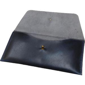 Succor Genuine Leather Utility Pouch - Leather Cash Envelope Wallet & Money Holder, Reusable Budget Organizer & Retro Clutch for Men & Women - 7.5x3.5 inch, Blue