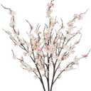 3 Pcs Cherry Blossom Branches Artificial Flowers for Spring Indoor Decoration Pink Faux Spring Flowers Stems 37'' Cherry Blossom Tree Decor with Long Stems for Tall Vases Arrangements Table