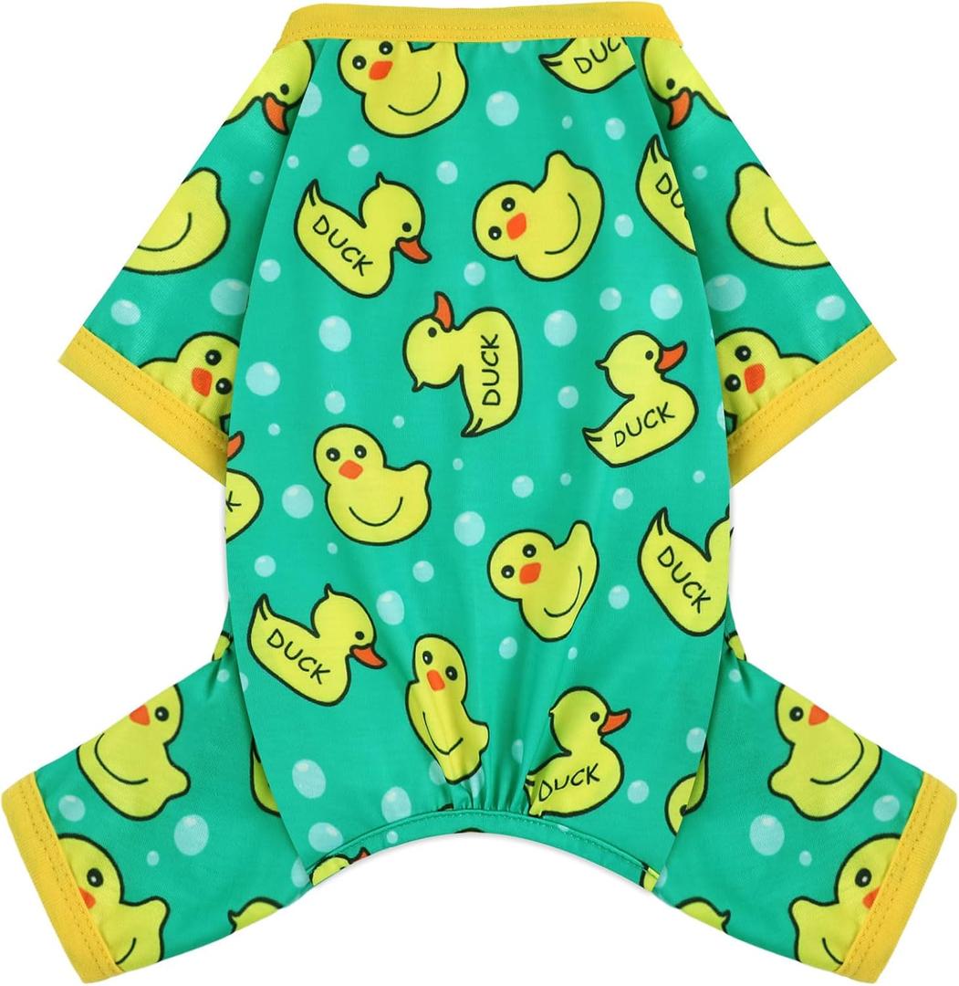 Dog Pajamas for Small Dogs Boy Girl, Dog Clothes Tiny Chihuahua Yorkie Spring Summer Shirt, Cute Puppy Outfit Pjs Jumpsuit Cat Onesie Apparel Pet Clothes (Blue Duck, Medium)
