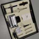 Wordsworth & Black Calligraphy Pen Gift Set, Includes Bottle, 6 Cartridges, Refill Converter, 6 Replacement Nibs, Premium Package, Journaling, Smooth Writing Pens [Black Gold]