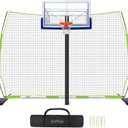 Basketball Net Catcher Basketball Backstop Net Basketball Barrier Nets for Backyard 12 x 10 ft Rebounder to Guard Rebound and Return Basketball with Sand Bags and Carry Bag 