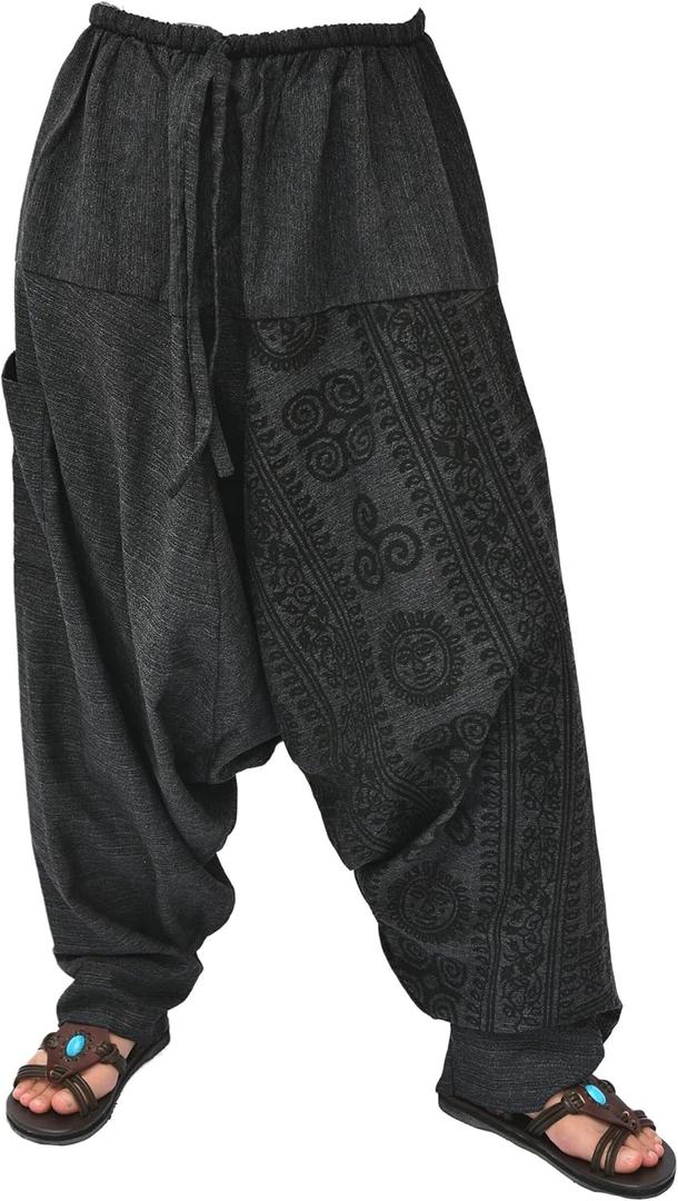 Siamrose Baggy Yoga Harem Pants for Men and Women, Wide Leg Lounge Trousers, 2 Pockets, One Size (Charcoal)