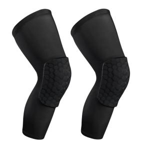 2 Pack Basketball Knee Pads Sleeves, Honeycomb Anti Collision Knee Pads Leg Compression Sleeves, Outdoor Sports Sleeves for Skating Wrestling Soccer Football Volleyball (Black, Medium)