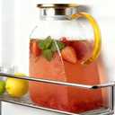 Glass Pitcher with Lid and Spout, 1.8 L/60 oz Clear Fridge Door Jug, Borosilicate Glass Bottle with Handle and Stainless Steel Lid, Hot & Cold Beverage Pitcher for Iced Tea, Coffee, Juice, Milk