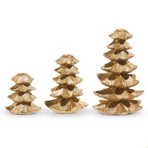 Gold Christmas Tree Candleholders (Set of 3)