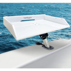 Boat Cutting Board Bait Table Filet Board For Fish Cleaning Station White Fishing Fillet Table, In Single Rod Holder With Plier Storage and Knife Slot, Marine Accessories For Boats Grill, 21 x 13 inch