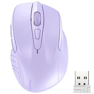TECKNET Wireless Mouse, 2.4G Ergonomic Optical Mouse, Computer Mouse for Laptop, PC, Computer, Chromebook, Notebook, 6 Buttons, 24 Months Battery Life, 2600 DPI, 5 Adjustment Levels - Lavender