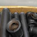 MUZIK 3 Pack 28 Inch Industrial Table Leg Set, Black Painted Metal Pipes Vintage Furniture for Coffee and End Table Legs, 28 in H x 16 in W, 3/4 Inch Pipe Fittings