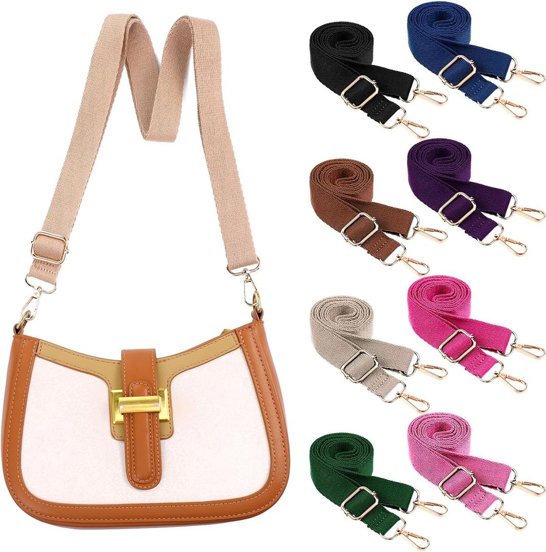 8 Pcs Wide Purse Strap Crossbody Replacement, Adjustable Cross Body Straps for Handbags, Thick Purse Straps Replacement Crossbody with Zinc Alloy Buckles (8 Colors)