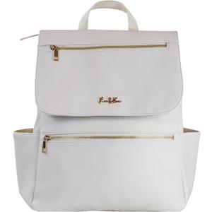 Premium Vegan Leather Diaper Bag Backpack  Large Designer Baby Bag, Stylish Diaper Backpack with Stroller & Crossbody Straps & Multiple Compartments (Ivory)