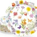 40 Pcs Spring Floral Paper Plates | 7 Inch Assorted Wildflower Disposable Dessert Plates for Garden Party, Baby Shower, Birthday & Spring Party Decorations