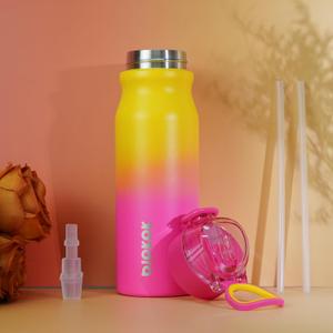 BJPKPK 25oz Insulated Water Bottle With Straw Stainless Steel Double Wall Water Bottles BPA Free Leak Proof Thermos With Lockable Flip Lid And Soft Silicone Spout,Rainbow