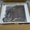 Homeiju Vinyl Record Storage, Record Box Case Crate, Vinyl Record Album Holder, Desktop Metal & Wooden LP Record Crate, Holds up to 60 RecordsPatent No.D1024563 (Rustic Brown Black (1 Pack))