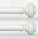 2 Pack Antique White Curtain Rods for Windows 30 to 56 Inch, Decorative Heavy Duty Single-Side Adjustable 1'' Diameter Off White Drapery Rod, Vintage Rustic Metal Curtain Pole for Farmhouse