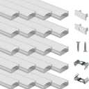 Muzata 20Pack 3.3FT/1M LED Channel Aluminum U Shape Silver LED Strip Diffuser Channel with Milky White Cover Easy Installation U1SW WW 1M