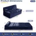 MAXYOYO 8" Folding Sofa Bed, Convertible Sleeper Sofa Lounger Foldable Mattress, Wedge Shape Floor Couch Tufted Fold Out Chair Bed Comfy Floor Couch Lounge for Living Room Bedroom, Loveseat, Navy