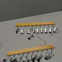 2Pcs Closet Organizer with 10 Clips, Space Saving Hanging Closet Organizer, Legging Organizers for Closets, Adjustable Stainless Steel Clips (Wood)