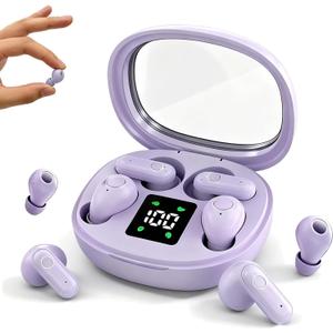 Xmenha Mini Invisible Small Earbuds Set Sleep Ear Buds Purple Wireless Bluetooth for Small Ears Canals Side Sleepers Tiny Micro Low Profile Smallest Hidden Discreet Earbuds 2 Pack Headphones for Work