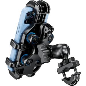 BRCOVAN Motorcycle Phone Mount Holder with Vibration Dampener, Anti-Shake Handlebar Cellphone Cradle for Bike Bicycle Scooter ATV, Adjustable Fit 5.4-6.9'' Smartphone