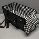 SlowTon Console Dog Car Seat - Portable Dogs Armrest Booster Seat for Small Dog, Anti-Collapse Pet Car Seat with Soft Cushion Safety Belt, Support Pet Up to 11lbs (Black)