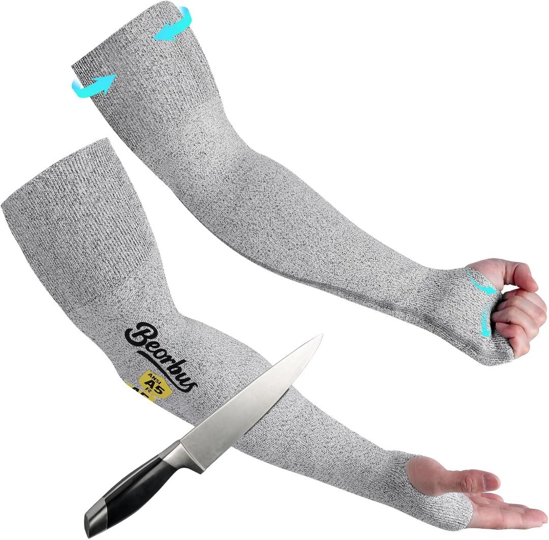 Cut Resistant Arm Sleeves for Men & Women, ANSI A5 Arm Protectors with Thumb Hole for Thin Skin and Bruising, UV50+