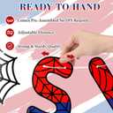 TaoBary Spider Theme 4th Birthday Banner, Pre-strung Swinging into 4 Banner, Spider 4th Birthday Decorations Party Supplies for Kids, Fourth Decor for 4 Year Old Boys Girls (Red and Blue)