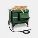 AllGuard Outdoor Heated Cat House (Small- S - 16.5"x12.6"x16.9", Forest Green)