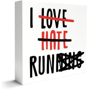 Running Gifts for Women Men, Christmas Birthday Gifts for Runners Running Lover, Track Marathon Running Lover Coach Gifts, Track Marathon Runner Gifts for Women Men, Running Decor, I Love Hate Running