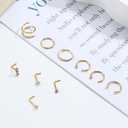 Besteel 14K Gold Filled Nose Ring Studs 20G Nose Rings Hoops Stud 316L Stainless Steel Nose Rings Round CZ Heart L Shaped Nose Stud Hypoallergenic Nostril Piercing Jewelry for Women Men 10Pcs