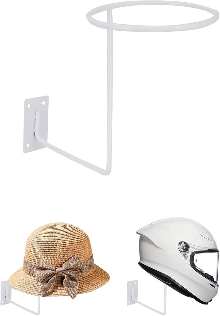 CHADWICK White Wall Mount Hat & Wig Display Stand - 21-Inch Mannequin Head for Hats, Wigs, Caps, and Jewelry Storage (Single)