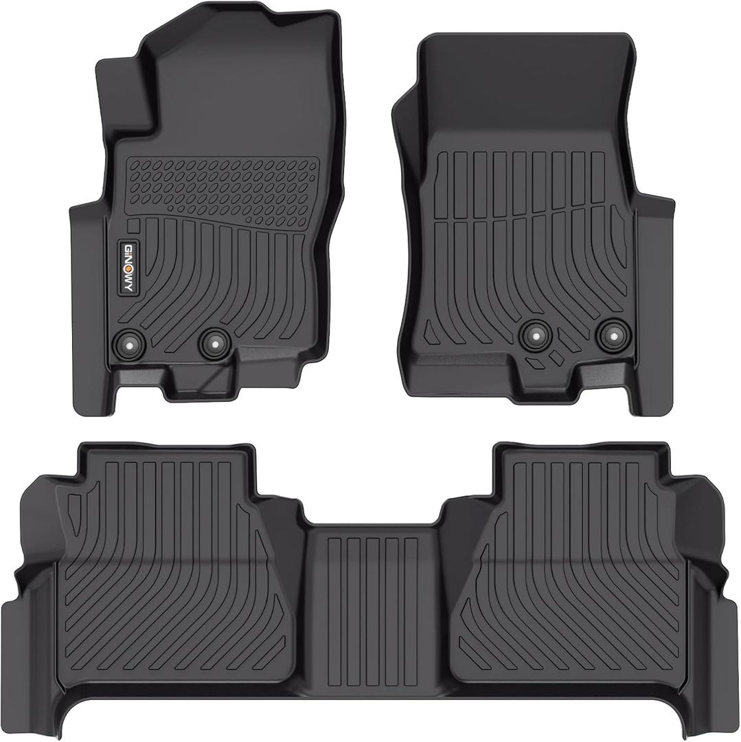 GINOWY-Floor Mats for Nissan Frontier 2022-2025 Crew Cab All Weather, TPE Rubber Liners for Frontier, Frontier Car Mats, Frontier All Weather Mats, Waterproof Mats Frontier Accessories