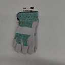 MUD Classic Split Leather Cowhide Palm & Knuckle Strap Work Gloves, Teal Floral Pattern, Cotton Backing, Tear Resistant, Safety Cuff, Blue, Small/Medium (MD71002TF-WSM)