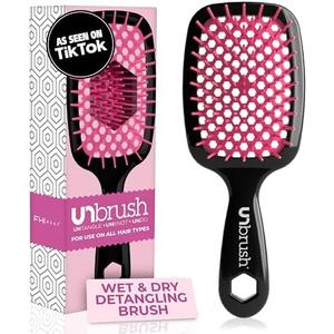 FHI Heat UNbrush Detangling Brush for Pain-Free Brushing on All Wet or Dry Hair Types — Durable DuoFlex Anti-Static Bristles, Lightweight Handle, Vented Hair Brush