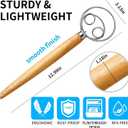 Danish Dough Whisk - Traditional Stainless Steel Wire Loop Bread Mixer with Wooden Handle, Perfect for Sourdough, Pizza Dough & Thick Batters, Dishwasher Safe