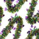 Mardi Gras Decorations 50 Feet Gold Green Purple Garland Mardi Gras Christmas Tree Tinsel Metallic Twisted Hanging Garland for Mardi Gras Oktoberfest Birthday Party Decoration
