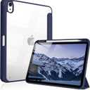 Case for iPad Air 11 Inch M4/M3/M2 2026/2025/2024, iPad Air 5th/4th Generation 10.9 Inch 2022/2020 with Pencil Holder, Auto Sleep/Wake, Shockproof Cover with Clear Back Shell (Navy)