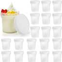 Peohud 20 Pack Ice Cream Containers, 10 Oz Plastic Freezer Food Storage Jars with Screw Lids, Leak Proof Takeout Container for Jam, Reusable Pudding Cups for Fruit, Dessert, Sundaes, Soup, BPA Free