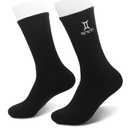 FUQWZ Gemini Astrology Gifts for Women, Gemini Constellation Embroidered Socks, Black Crew Socks for Women Men, Birthday Christmas Gifts for Women Men Best Friend Bestie Sister. (099)
