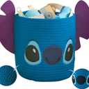 Idea Nuova Disney Stitch Figural Rope Storage Organizer Basket, 10" H x 10" W