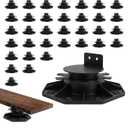 50-Pack Black Shed Base, Deck Blocks Foundation Base Support, Height Adjustment Range from 1-3/16" to 2-3/8", Adjustable Deck Support for Deck Floor Platform Joist Beam Support