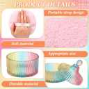 Extra Large Body Powder Puff and Container, 5.5'' Crystal Container with 5.3'' Oversize Dust Powder Puff Washable Reusable Face Body Glitter Wet Dry Makeup Gift(Colorful)