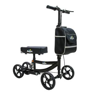 Knee Scooter, 300lbs Capacity, 13" Big PU Seat, All Terrain Foldable Knee Scooter Walker with Bag for Foot Injuries Compact Crutches Alternative (Black)