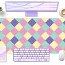 METEOROCK Checkered Desk Pad Protector, Non-Slip PU Leather Desk Mat, Waterproof Laptop Computer Desk Keyboard Mat, Easy Clean Office Laptop Desk Pad, Desktop Mat for Work Home, 35.4" x 15.7"