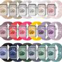 18 Pack Bands Compatible with Apple Watch Band 38mm 40mm 41mm 42mm 44mm 45mm 46mm for Women Men, Breathable Soft Silicone Band Replacement Sport Straps for iWatch Series 10 9 8 7 6 5 4 3 2 1 SE