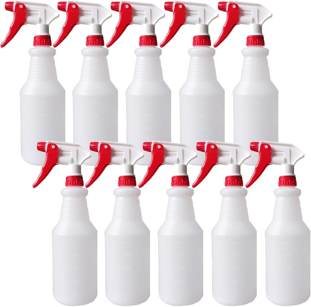 10 Packs 32oz Empty Spray Bottles Plastic Heavy Duty Refillable Spray Bottles with Adjustable Nozzle and Measurements for All Purpose Cleaning Solutions
