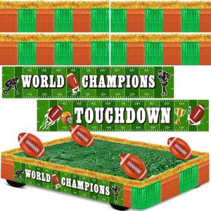 Tiamon Football Parade Float Decorations Set Trailer Decor Kit with Backdrops Football Foil Tassel Banner Gold Streamers Inflatable Footballs for Party Parade Decor Homecoming Supplies