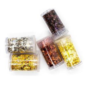 Beads & Crafts: Glitter Sequins Set for Resin Art, Nail Art, Body Art, Jewellery, DIY Art & Craft, Decoration Projects (Pack of 5 Bottles/Approx. 100 GMS.) (Hexagon Shape 1)
