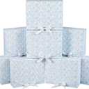 Kolldenn 8 Pack Blue Floral Bridesmaid Proposal Gift Boxes with Ribbon Lids 7.87x10.6x3.2In Toile Flower Empty Paper Box for Wedding Bridal Baby Shower Present Packaging Supplies Birthday Party Favor