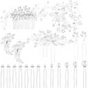 Maitys 44 Pieces Wedding Hair Accessories Faux Pearl Crystal Comb Clips U-shaped Flower Rhinestone Silver Pearl Hair Pieces for Prom Bride Bridesmaid(Fresh Style)